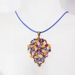 Pendant 65cm - Malvina Grapes-Lavender Leather - Pendant 65cm - Laiton bronze